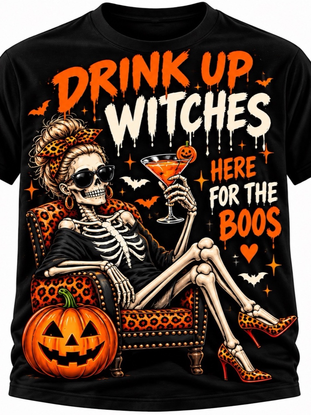 Halloween Skeleton Graphic Short Sleeve Tee